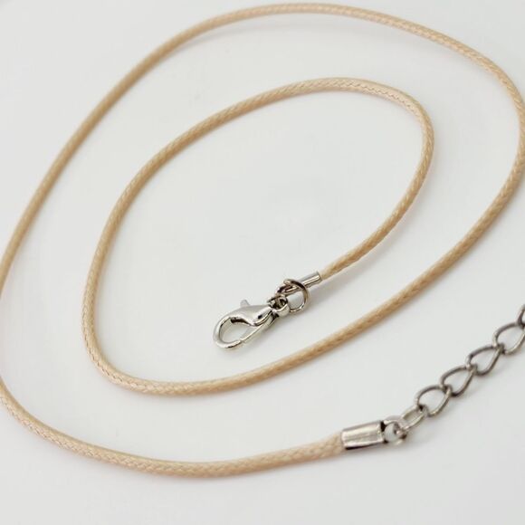 🏖 Cord Necklace With Clasp Adjustable Braided Rope 1.5 mm Tan Neutral Nude - Picture 3 of 3